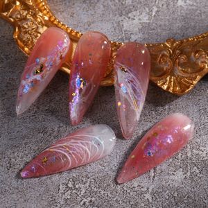 Appuyez sur les ongles nouvelle paillettes d'ongles lumière polarisée japonaise Opal Mirage cristal de glace réfléchissant poudre de velours de neige rêve d'échelle de glace Mettez en surbrillance 5 styles chauds pour l'option