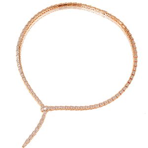 Collier version haute en or nouvelle édition étroite avec collier serpent mince plaqué or micro incrusté, chaîne de tenue de soirée pour femmes de style cool