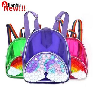 ¡NUEVO! ¡¡¡NUEVO!!! Fedex Gran capacidad Sensory Bubbles Fidget Mochila Juguetes de descompresión Bolsas Rainbow Hamburger Juegos para hacer estallar los dedos Transparente Jumbo Kids School Bag