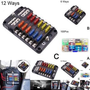 Nouveau nouveau LED 6 12 voies indicateur d'avertissement 12V 32V puissance livraison directe boîte de voiture porte-fusible couvercle de Distribution en plastique bateau avec Pa H1b0