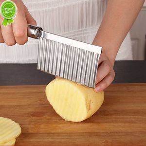 Nuevo cuchillo para patatas de acero inoxidable, cuchillo ondulado para patatas fritas, rebanador, cuchillo corrugado para cortar flores, cortador de verduras, accesorios de cocina