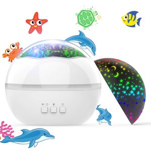 Projecteur laser de ciel étoilé sous-marin, lumière laser rotative à 360 °, veilleuse 8 couleurs, cadeau pour chambre de bébé, nouvelle collection