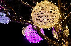 NUEVAS luces de Navidad al aire libre led cadena de bolas de ratán luz 20 cm 30 CM100 led linternas decorativas luces colgantes de luz de vacaciones