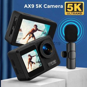 NEW outdoors AX9 5K Sports Camera 4K 60fps EIS Video Action Cameras 24MP with Wireless Microphone Touch Screen Remote Control HKD230828