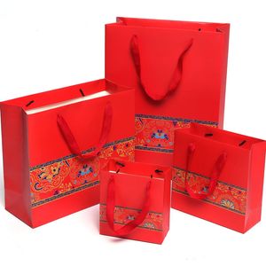Bedruckte Geschenkpapier-Papiertüte mit Griff, Hochzeits-Party-Geschenktüten, Veranstaltungszubehör im chinesischen Stil