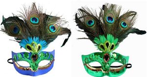 NUEVA Máscara de Pavo Real Lentejuelas Máscara de Navidad Rhinestone Máscara de Halloween Mascarada Media Cara Fiesta de Cumpleaños Suministros Juguetes