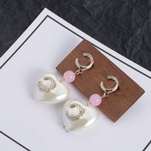 Nuevos pendientes de perlas para mujer, pendientes con letras, pendientes con dije, regalo, joyería de moda