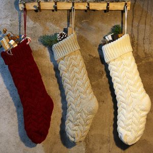 Nouveaux articles de bas de Noël en tricot personnalisés Stocks pour animaux de compagnie vierges Bas de Noël Stocks de vacances Bas familiaux décoration intérieure DO1413