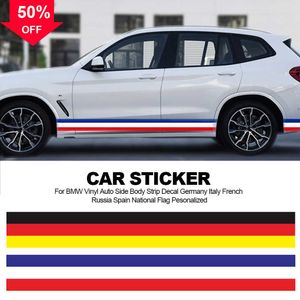 Nouveaux autocollants et décalcomanies de voiture personnalisés pour BMW vinyle autocollant de bande de carrosserie latérale Allemagne italie français russie espagne drapeau National