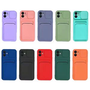 Nueva funda para teléfono Fundas de glaseado a prueba de golpes de silicona suave para iPhone 15 14 13 12 11 note 20 s21 lg stylo 7 con ranuras para tarjetas Protección de billetera