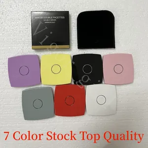 Nouveau rose blanc noir rouge jaune violet vert miroirs compacts miroirs compacts pliants de marque avec sac à poussière miroir noir outils de maquillage classiques portables graver le logo