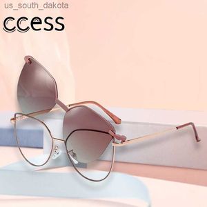 Nuevas gafas de sol polarizadas con tapa, ojo de gato, marco de Metal Vintage, Gafas de sol de moda Anti luz azul para mujeres y hombres, Gafas UV400 L230523