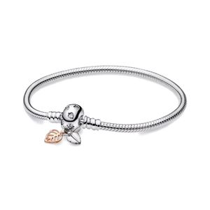 Nouveau populaire 925 en argent sterling chaîne de serpent européenne ronde coeur feuille clip bracelet pour femmes adapté pour bricolage Pandora Premiere faisant livraison en gros gratuite