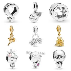 Nuevo Popular Plata de Ley 925 Niña Niño Abuelo Corona Carro DIY Cuentas para Original Pandora Moda Charm Pulsera Fabricación de joyas