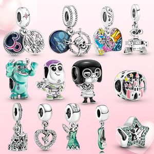 Nuevo Popular 925 Cuentas de joyería de plata esterlina Encanto de plata Tinker Bell Colgante Castillo de cuento de hadas para collares Pandora originales Mujeres Regalos de joyería de moda