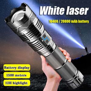 New Portable Lanterns Powerful LED Flashlight Super Bright Spotlight Long Range Zoomable Emergency Torch Outdoor Tactical Flashlight Power Display