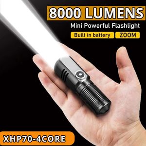 New Portable Lanterns Super Bright MINI XHP50 LED Flashlight USB Torch Rechargeable Zoom Fishing Lantern Powerful 3 Lighting Mode Camping Lamp