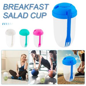 Nouveau Portable Salade Repas Shaker Tasses 1000ML Salades Fraîches Tasse À Emporter Récipient Avec Fourchette Vinaigrette Titulaire Petit Déjeuner Stockage Des Aliments Bento Boîte