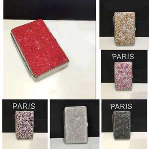 NOUVELLE FEMMES PORTABLES DIAMANT CASLAGE SLIM Cigarette Box Box pour 14 PCS Cigarettes Bling Flip One Side Rimestones