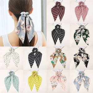 New Print Hair Scarf Women Bow Elastic Bands for Girls Ponytail Hair Ties Ribbon Scrunchies Hair accessories