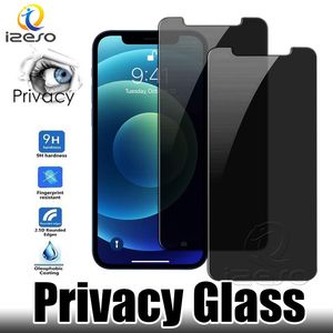 Protecteur d'écran de confidentialité pour iPhone 15 14 13 12 Pro Max 11 XR X 8 7 Plus Film en verre trempé incassable anti-espion avec emballage de vente au détail izeso