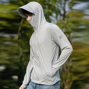 Nouveau produit jiao xia même style couple d'été pêche à la peau avec rastin upf50 + anti uv glace se sentir des vêtements de crème solaire pour hommes et femmes de haute qualité 1777