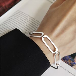 Nueva pulsera de cadena geométrica Punk para mujer, 100% Plata de Ley 925, pulseras con hebilla Irregular, regalos de joyería