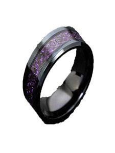 Nouveau anneau de dragon violet pour hommes mariage en acier inoxydable en acier inoxydable en carbone noir Incrust Comfort Fit Band Ring Fashion Bijoux Q07086801759