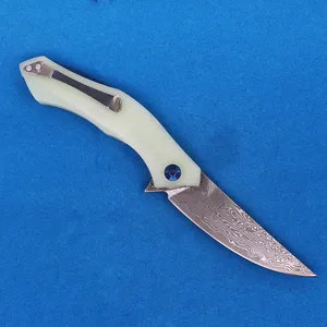 Nouveau R2308 Flipper Couteau Pliant VG10 Damas Lame En Acier Jade G10 Poignée Roulement À Billes Rapide Ouvert EDC Poche Dossier Couteaux