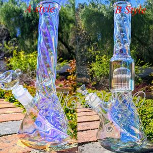 NUEVO Rainbow Glass Bong Water Pipes Hookahs Grueso Glass Dab Rigs Downstem Perc Beaker con 14 mm Tazón 30 cm de altura