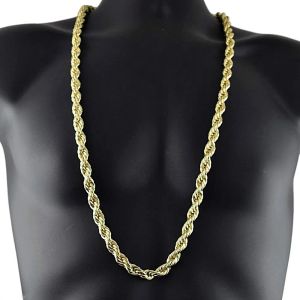 Nouveau rendy 75 cm collier hip hop pour hommes en or 14 carats 8 mm énorme corde de blé collier chaînes collier chaîne à maillons