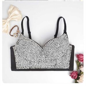 Nouveau Strass Soutien-Gorge Diamant Femmes Sexy Lingerie Push Up Bras Corset Crop Tops Sexy Bralette Discothèque Bar Party Dancewear Camis X0726