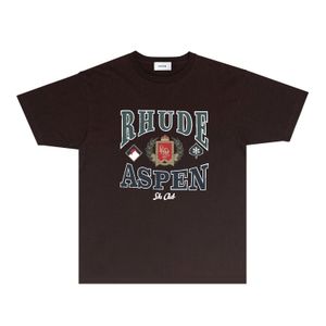 Nueva camiseta de verano rhude para hombre, camiseta de diseñador para mujer, ropa transpirable RH088, camiseta de manga corta con estampado de nieve y puesta de sol, talla S-XXL