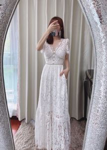 Robe midi S-elf-Portrait en ruban de dentelle blanc menthe