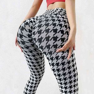 Nuevo pantalones de yoga de pecho de punto de punto sin costuras Leggings Women Gym Gym Hip Sexy Running Sport Fitness Clothing J220706