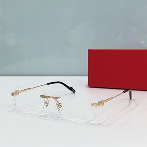 New selling clear lens eyewear square rimless metal frame men and women optical glasses simple and versatile style eyeglasses model 0271S