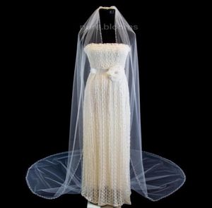 Nuevo vendiendo una hermosa capa de una capa Vei Real Picture Wedding Veils Longitud de la capilla Pearls Meidingqianna Bridal WH6721502