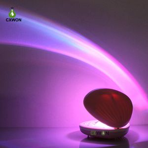 Lámpara de proyección colorida de concha, novedad LED, efectos de arcoíris, luz nocturna de estrella, lámparas de ambiente festoneadas, rosa/verde