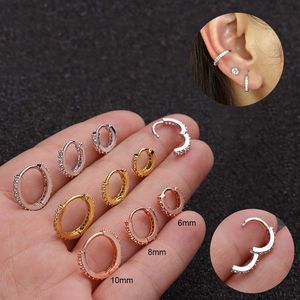 Nuevos pendientes de aro Huggie con botón de oreja de circonio cúbico brillante, pendientes pequeños redondos con microincrustaciones, pendiente de cartílago de moda, anillo perforador de hueso del oído, joyería corporal para mujer, regalo