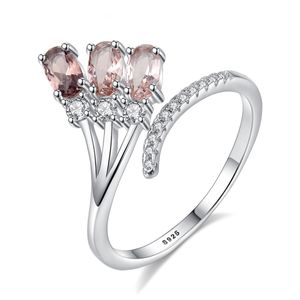 Peacock Tail Morganite Ring S925 Sterling Silver Zircon Marca de lujo Ring Open Ring Open Fashion Fashion Fashion High End Ring Jewely Valentine's Day Spc