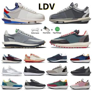 2023 LDV Waffle Hommes Chaussures de course LDWaffle Sneaker Iron Grey Noir Blanc Nylon Smoke University Red Royal Bright Citron Fragment Femmes Baskets de sport