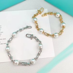 Nuevo siery Charm Bracelets Love Mother Pearl Ball Designer Bracelet Brand Horseshoe C Collar de cadena T Fashion Women Wedding Jewelry Blue Box Oficial