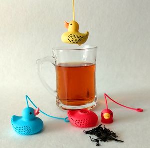 Nuevo Infusores de té de silicona, máquina de té patito, animal, elefante, perezoso, reloj de arena creativo, filtro de pato, mini partición