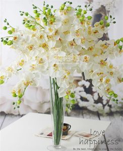 Tallo de flor de orquídea Phalaenopsis de polilla de tallo único de seda, 80 cm de largo, orquídeas de mariposa Cymbidium artificiales para centros de mesa de boda, 5 colores disponibles