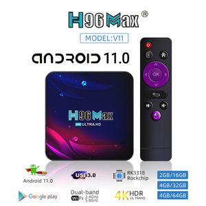 New Smart HD TV Box Android 11 H96 Max RK3318 2.4G 5G Wifi BT 4.0 4GB 32GB 8GB 64GB H96max 8K TV Box Google Play Android 11.0