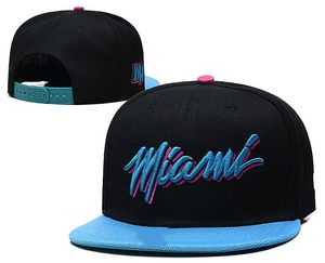 New Snapback Hats Cap Miami Team Hats Noir Blanc Couleur Mix Match Order Toutes les casquettes Top Quality Hat