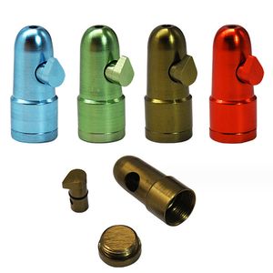 Nouveau Sniff Nasal Bullet Snuff Bottle Pipe Dispenser Rocket Metal 44mm pour Snorter Mini Fumer Pipes Hookah Water Bongs