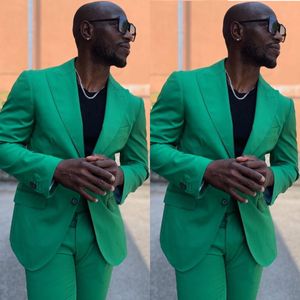 Nuevo Esmoquin de primavera Verde para hombre, trajes de boda para hombre hechos a medida de diseñador de 2 piezas, ropa Formal de negocios
