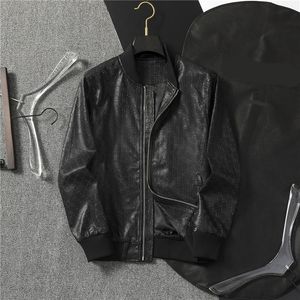 Veste de printemps en cuir noir pour hommes, veste de styliste avec col de baseball pour jeunes hommes, décontractée, nouvelle collection printemps et automne