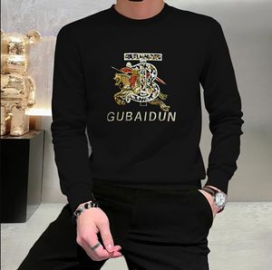 Nouveau printemps hommes paillettes brodées cheval hommes coupe ajustée à manches longues orange T-shirt col rond garçons personnalisé cool marque de mode chemises de fond